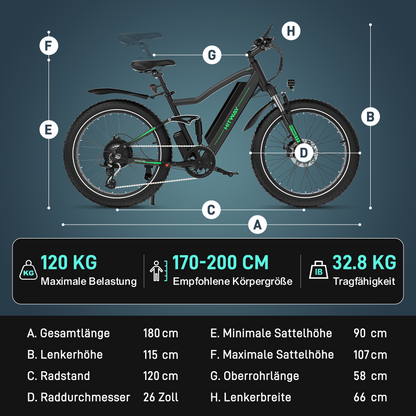 BK9S Fatbike-E-Velo für Mountainbike-Einsatz